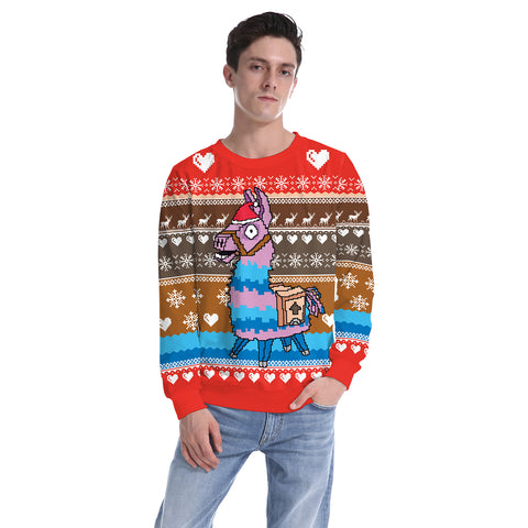 Image of Christmas Sweatshirts - Christmas Rainbow Horse Icon Cute 3D Sweatshirt