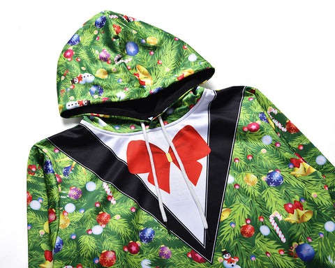 Image of Christmas Hoodies - Happy Christmas Tree Striped Pattern Icon Super Cute 3D Hoodie