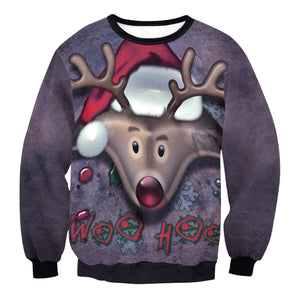 Christmas Sweatshirts - Weird Christmas Deer Icon Super Cute 3D Sweatshirt