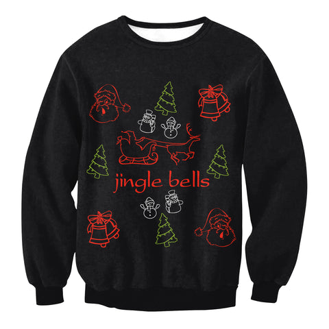 Image of Christmas Sweatshirts - Super Cute Santa Claus Jingle Bells Icon 3D Sweatshirt