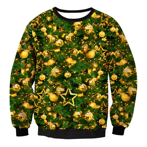 Image of Christmas Sweatshirts - Christmas gold ball Icon Cool 3D Sweatshirt