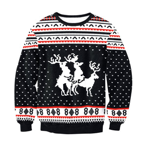 Christmas Sweatshirts - Super Funny Christmas Deer Icon Cute 3D Sweatshirt