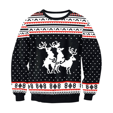 Image of Christmas Sweatshirts - Super Funny Christmas Deer Icon Cute 3D Sweatshirt