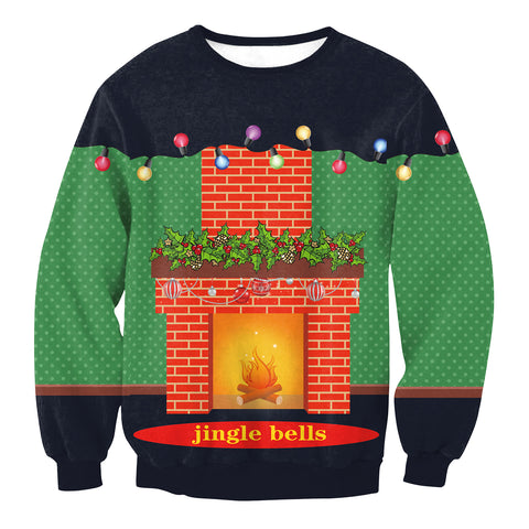 Image of Christmas Sweatshirts - Christmas Jingle Bells Light Bulb Icon Cute 3D Sweatshirt