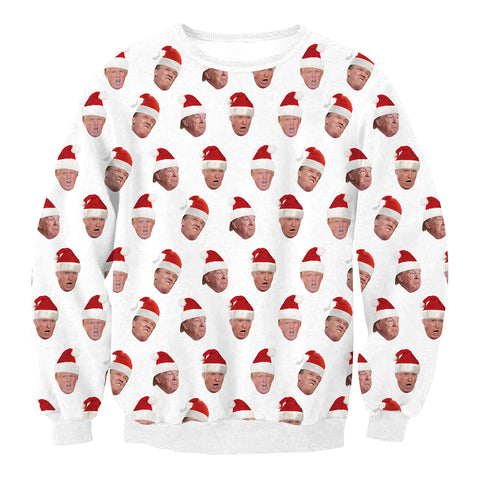 Image of Christmas Sweatshirts - Super Funny Celebrity Icon Cute White 3D Sweatshirt