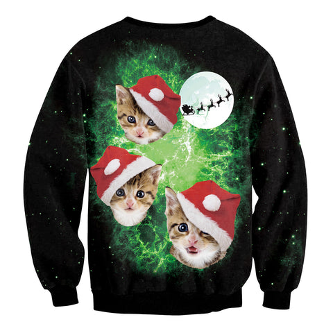 Image of Christmas Sweatshirts - Christmas Cat Icon Super Cute 3D Sweatshirt