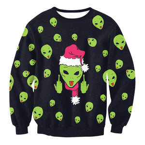 Christmas Sweatshirts - Super Cool Alien Icon Funny 3D Sweatshirt