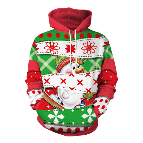 Image of Christmas Hoodies -Multi-Colored Snowman 3D Hoodie