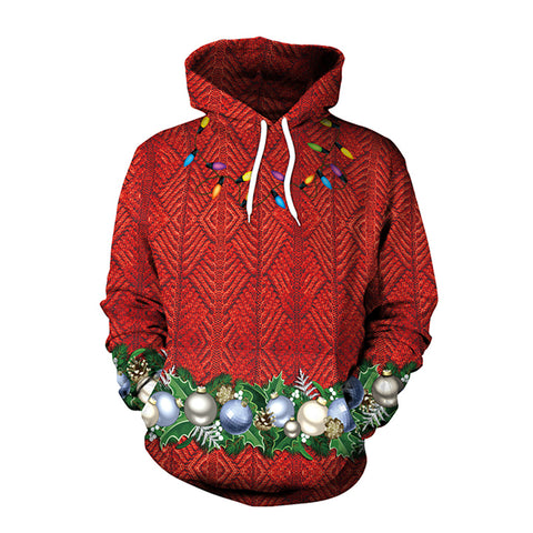 Image of Christmas Hoodies - Christmas Festive Atmosphere Red 3D Hoodie