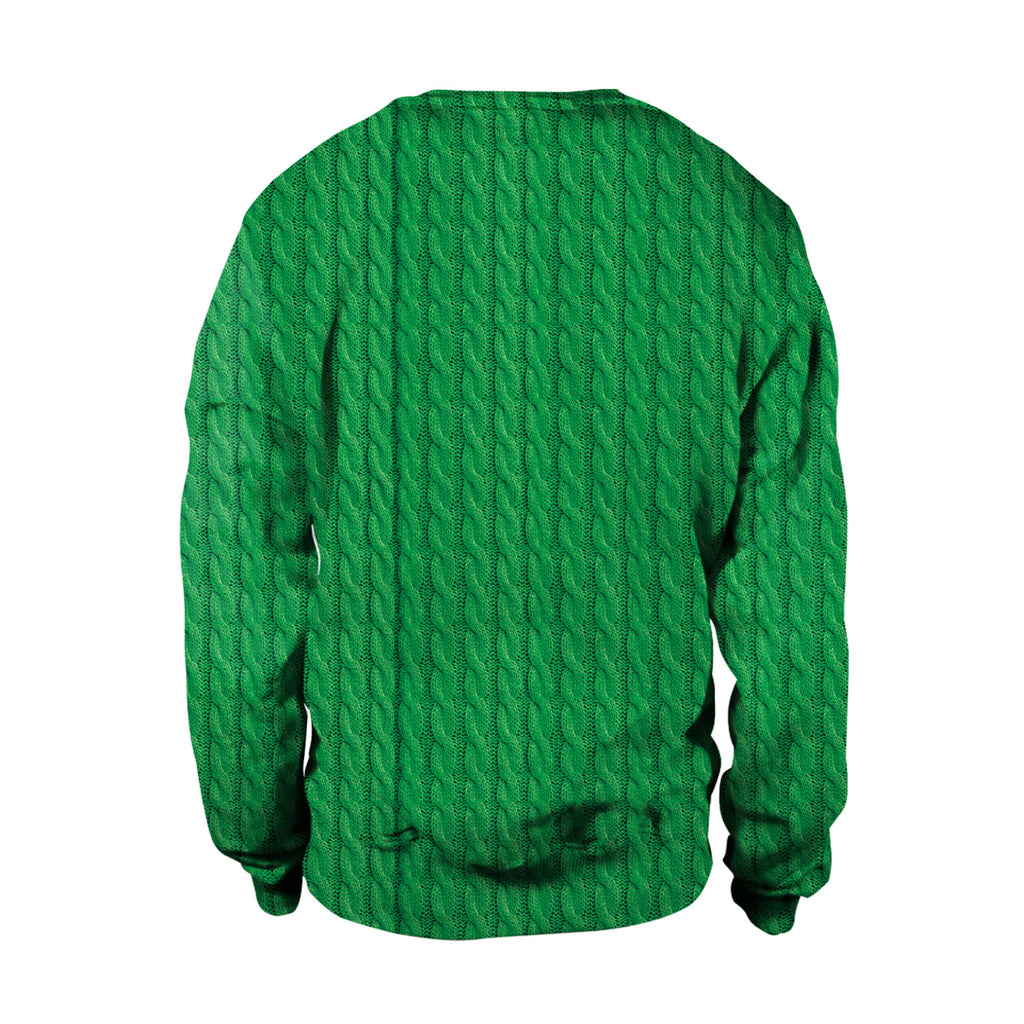 Christmas Sweaters - Glasses Deer 3D Green Crew Neck Sweatshirt