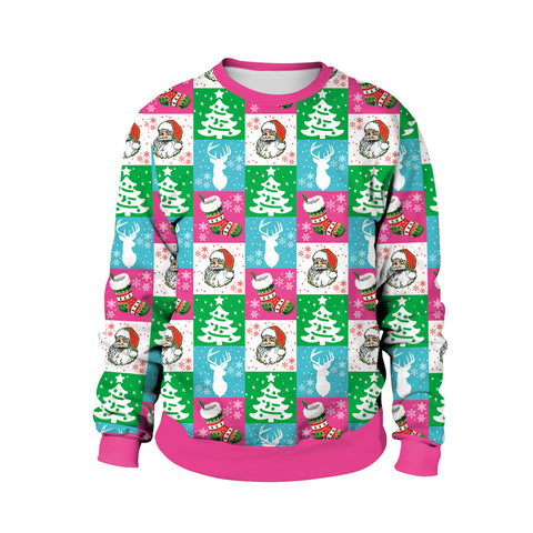 Image of Christmas Sweaters - Santa Claus Cartoon 3D Crew Neck Sweatshirt