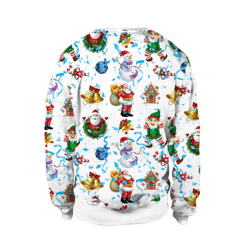 Image of Christmas Sweaters - Santa Claus Cartoon Style 3D Crew Neck Sweatshirt