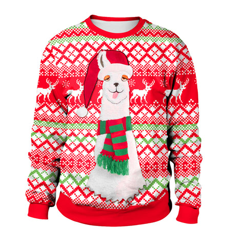 Image of Christmas Sweaters - Alpaca 3D Printed Round Neck Sweatshirt