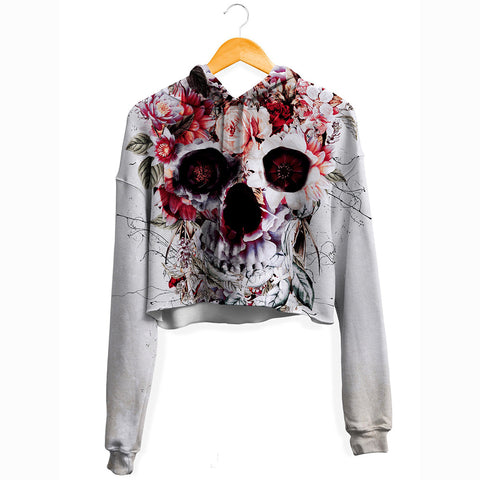 Image of Floral Skull Crop Hoodie——Girls Daily Hoodie