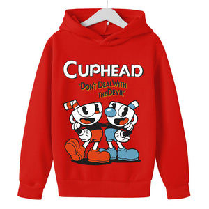 Cuphead Hoodie Kids Game Fashion Sweatshirt Spring And Autumn Hooded Jumper