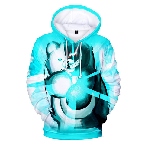 Image of Blue Unisex 3D Monokuma Hoodies