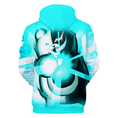 Image of Blue Unisex 3D Monokuma Hoodies