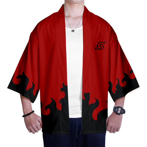 Image of Red 3D Print Personality Japanese Style Kimono Naruto Clothes for Men