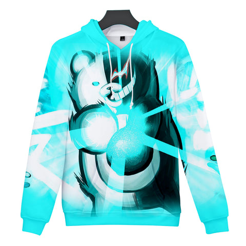 Image of Blue Unisex 3D Monokuma Hoodies