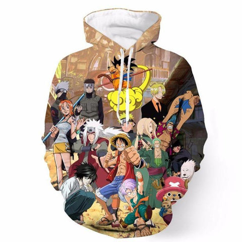 Image of Naruto One Piece Dragonball Anime Characters Cool Hoodie
