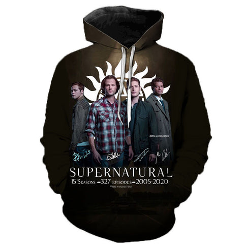 Image of 3D Printed Supernatural Hoodie Sweatshirts - TV Drama Casual Pullover