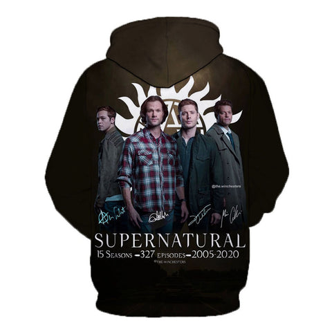 Image of 3D Printed Supernatural Hoodie Sweatshirts - TV Drama Casual Pullover