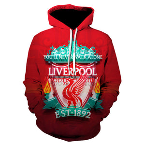 3D Printing Men's Hooded Sweatshirt - Football Team Badge Hoodie