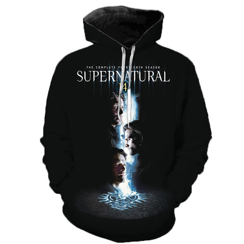 Image of 3D Printed Supernatural Hoodie Sweatshirts - TV Drama Casual Pullover