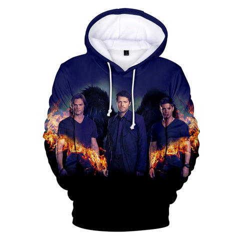 Image of 3D Printed Fashion Supernatural Hoodie - Trendy Sweatshirt Streetwear