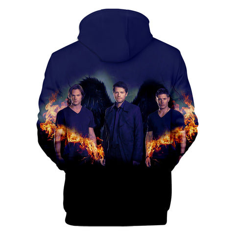 Image of 3D Printed Fashion Supernatural Hoodie - Trendy Sweatshirt Streetwear