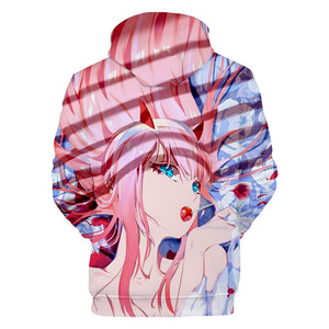 Anime 3D Printed DARLING In The FRANXX Hooded Pullovers Hoodies