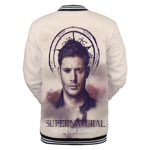Image of TV Series Supernatural 3D Printed Baseball Jacket Sweatershirts Outwear