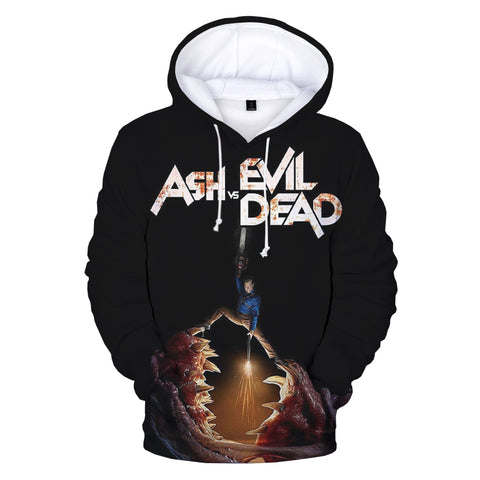 Image of Ash VS Evil Dead 3D Printed Hoodies - Unisex Horror TV Series Pullover