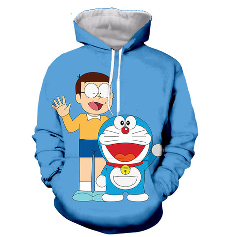 Image of Doraemon Casual Sweatshirts - Anime 3D Printed Pullover Zip Up Hoodie Sweatshirt