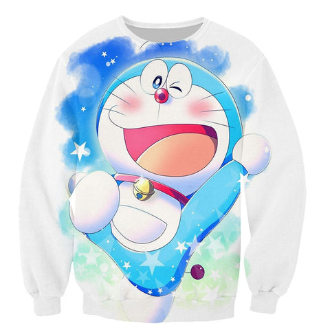 Image of Doraemon Funny Fashion Hoodie- 3D Printed Long Sleeves Pullover Zip Up Sweatshirt