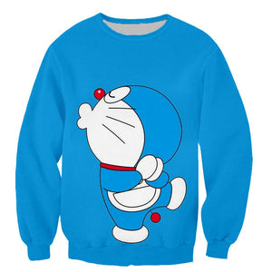 Doraemon Funny Fashion 3D Printed Long Sleeves Pullover Zip Up Hoodies Sweatshirt