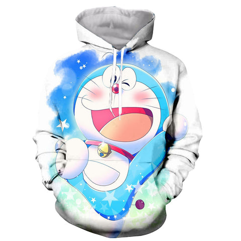 Image of Doraemon Funny Fashion Hoodie- 3D Printed Long Sleeves Pullover Zip Up Sweatshirt