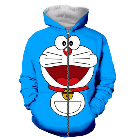 Image of Anime 3D Printed Doraemon Hoodies Sweatshirts Pullover Zip Up