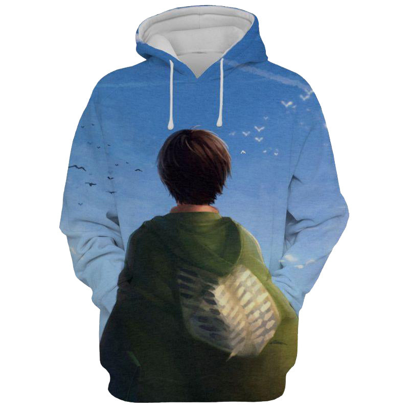 New Blue Attack on Titan 3D Printed Hoodie