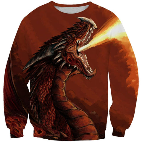 Image of Dragon Hoodies - Red Fire Dragon Fantasy Pullover Hoodie