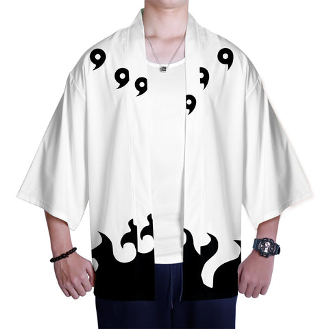 Image of White 3D Print Personality Japanese Style Kimono Naruto Clothes for Men