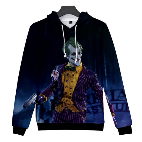 Image of Blue Unisex 3D Print Halloween Horror Pullover Hoodies——Clown in a Suit Pattern