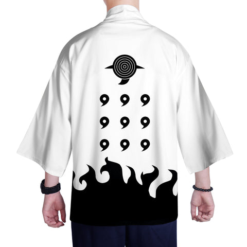 Image of White 3D Print Personality Japanese Style Kimono Naruto Clothes for Men
