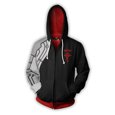 Image of Fullmetal Alchemist Hoodies - Zip Up Edward Elric Black Hoodie