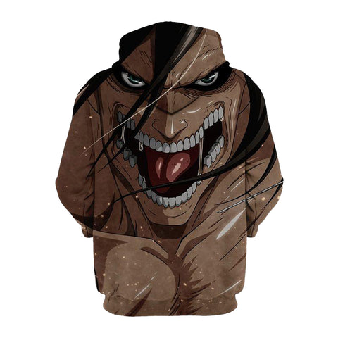 Image of Eren and His Titan Anime- Attack 3D Printed Hoodie