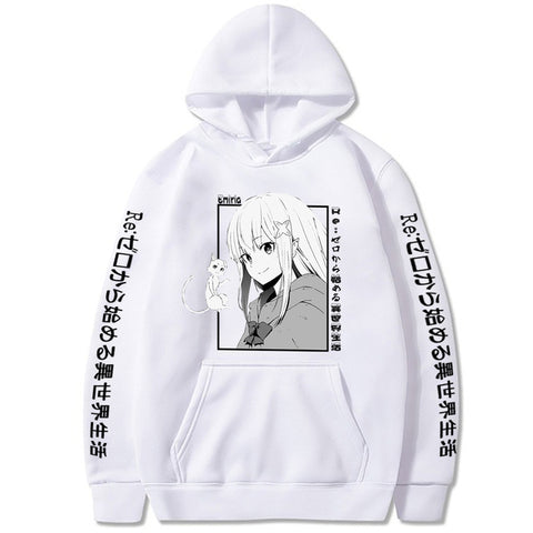 Image of Re:Zero -Starting Life in Another World Loog Sleeve Cute Puck and Emilia Sweatshirt