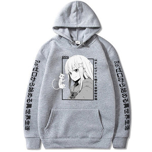 Re:Zero -Starting Life in Another World Loog Sleeve Cute Puck and Emilia Sweatshirt