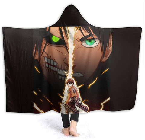 Image of Attack On Titan Printed Blanket - Throw Wearable Hooded Blanket