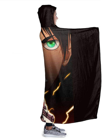 Image of Attack On Titan Printed Blanket - Throw Wearable Hooded Blanket