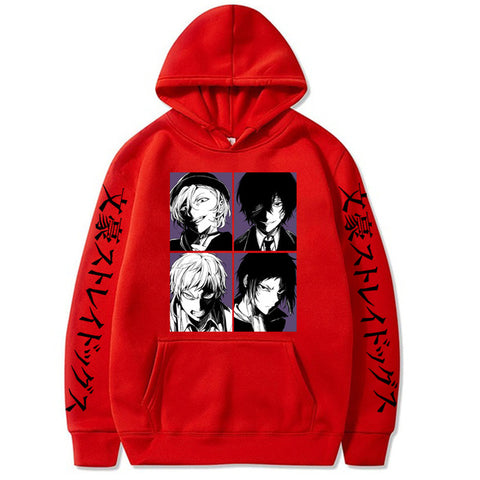 Image of Japanese Anime Bungo Stray Dogs Dazai Osamu Print Hoodies Streetswear Sweatshirts Nakajima Atsushi Unisex Tops